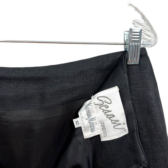 Scaasi Neiman Marcus Womens Linen Skirt Flat‎ Front Lined Vented Zip Black Sz 12 - Picture 6 of 6